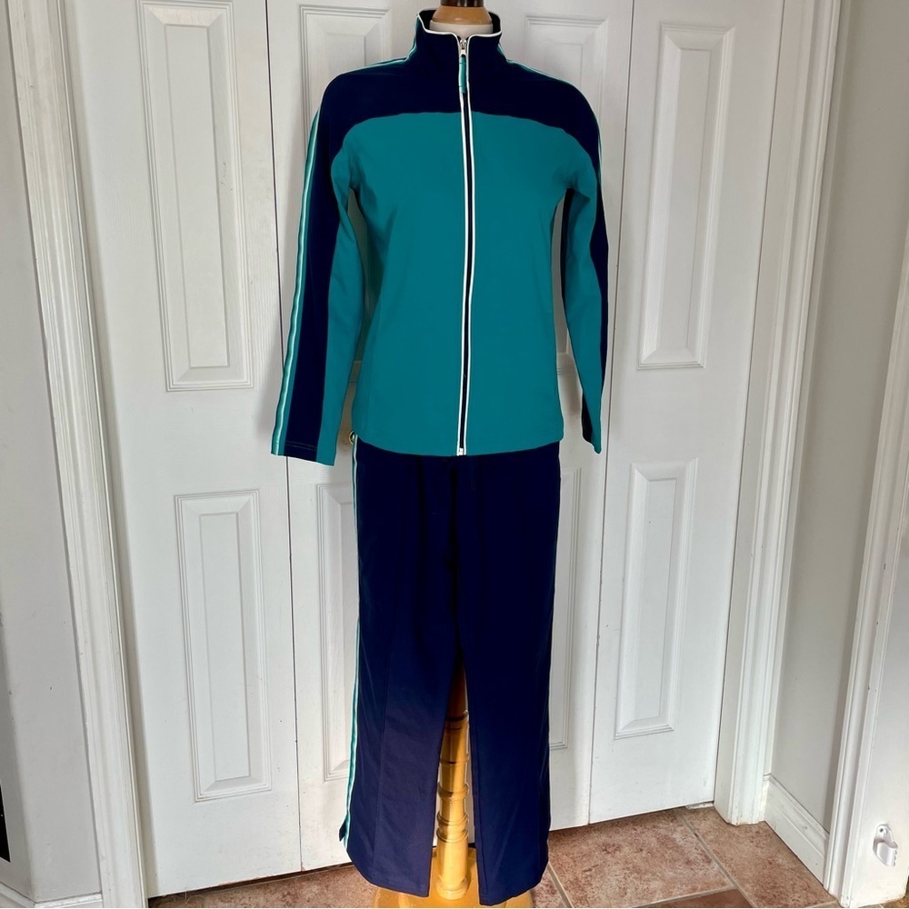 Vintage Made for Life Teal and Navy Activewear Set
